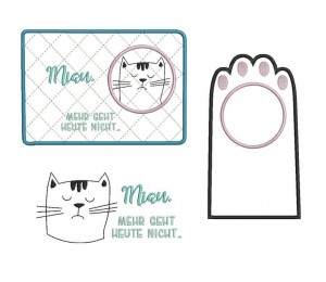 Stickserie - grummelige Katze incl. Mug Rugs